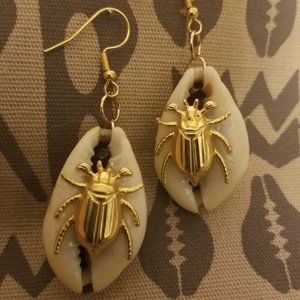 Banded Cowrie with Gold Filled Scarab